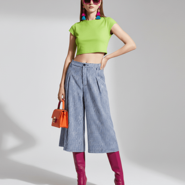 Plaid Wide-Leg Pants 7/8, Brooklyn Heights | Women - BYMANYC ® New York