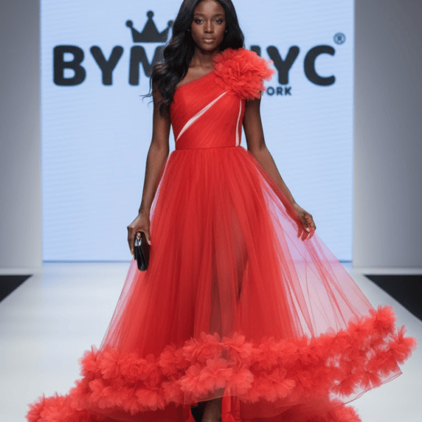 Red Long Gala Dress BOROUGH PARK: Prêt-à-Porter Line BYMANYC ® New York