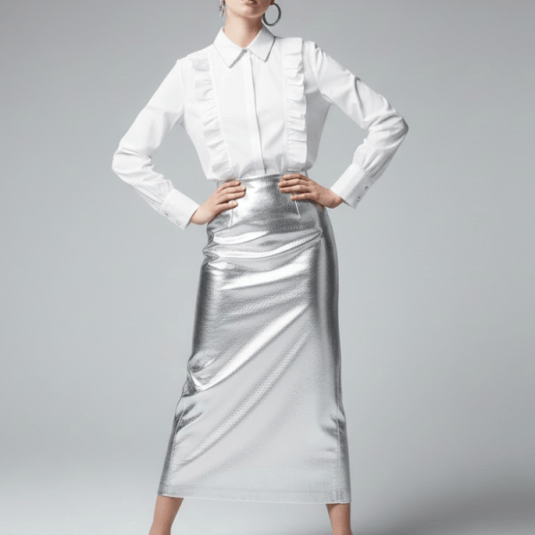 Romantic White Blouse with Ruffles and Chain Detail • BYMANYC ® New York