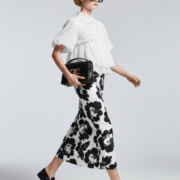 Romantic White Ruffle Blouse with Perkins Collar • BYMANYC ® New York