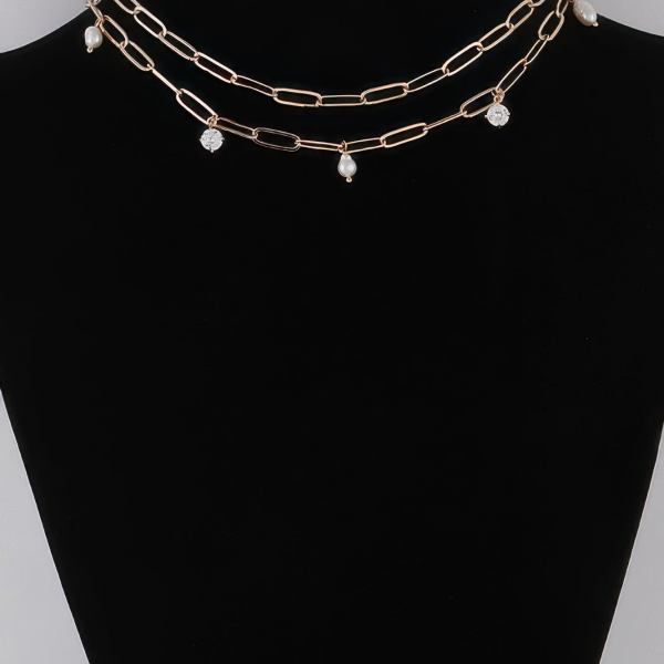 Women's Rhinestone N Bead Chain Necklace BYMANYC ® New York CONTEMPORARY VIBRANT MODERN FASHION - New Collection