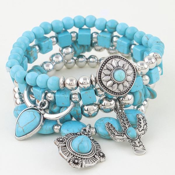 Women's Multi Antique Charm Beaded Bracelet BYMANYC ® New York CONTEMPORARY VIBRANT MODERN JEWELRY - New Collection