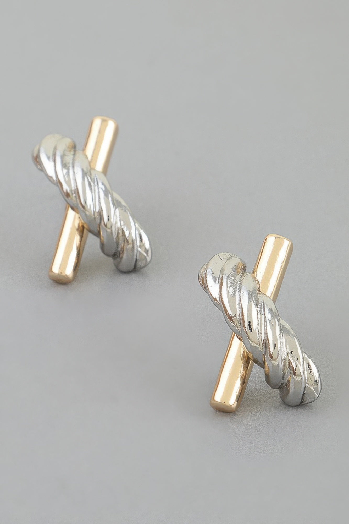 Women's Stud Earrings Two Toned Twisted X BYMANYC ยฎ New York DUAL-FINISH CROSSOVER EARRINGS - New Collection