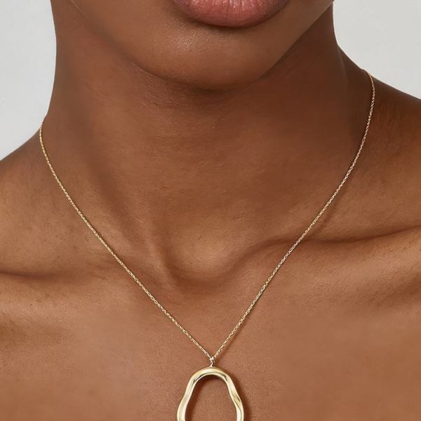 Women's Pendant Necklace Hammered Ripple Oval Twisted BYMANYC ® New York SCULPTURAL TEXTURED DROP COLLAR - New Collection