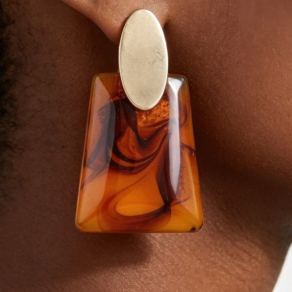 Women's Drop Earrings Abstract Marble Stone Fashion BYMANYC ® New York CONTEMPORARY ORGANIC RESIN DANGLE - New Collection