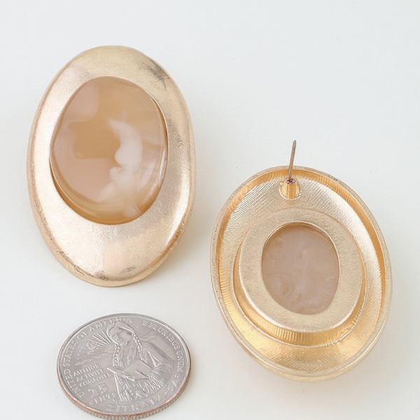 Women's Drop Earrings Modern Matte Stone Frame BYMANYC ® New York CONTEMPORARY GEOMETRIC FRAMED DANGLE - New Collection