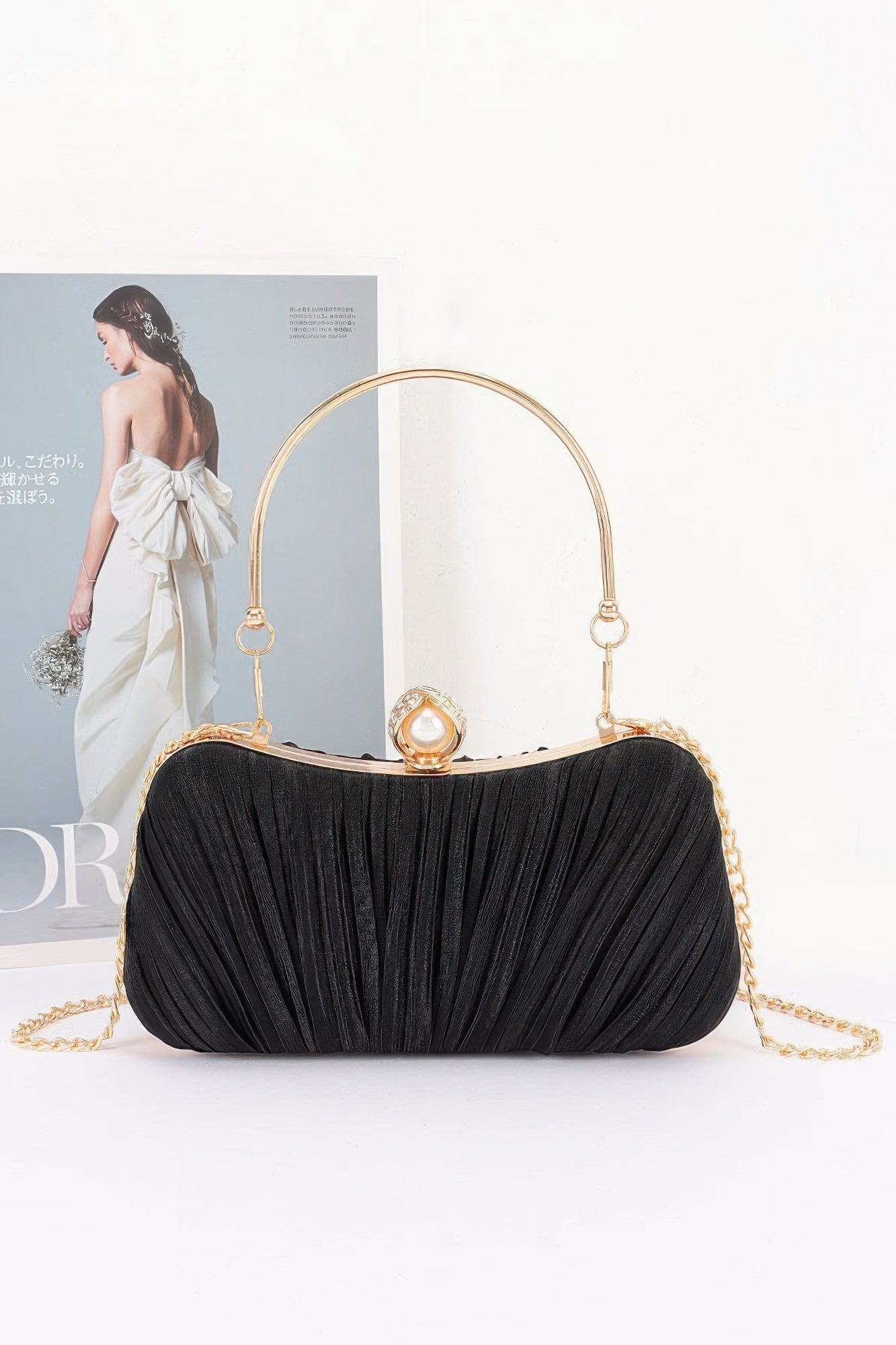 Women's Party Clutch Pleated Polyester BYMANYC ยฎ New York ELEGANT TEXTURED EVENING PURSE - New Collection