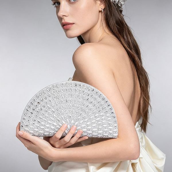 Women's Party Clutch Rhinestone Half Moon BYMANYC ® New York SPARKLING ELEGANT EVENING PURSE - New Collection