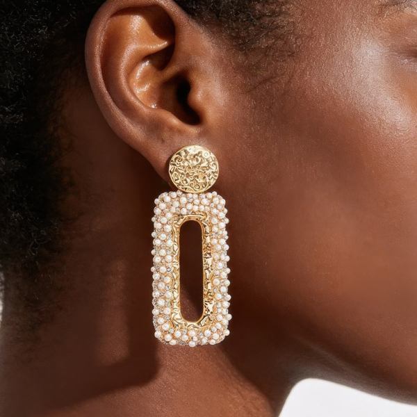 Women's Earrings Drops Pearl BYMANYC ® New York MADISON RECTANGLE - New Collection