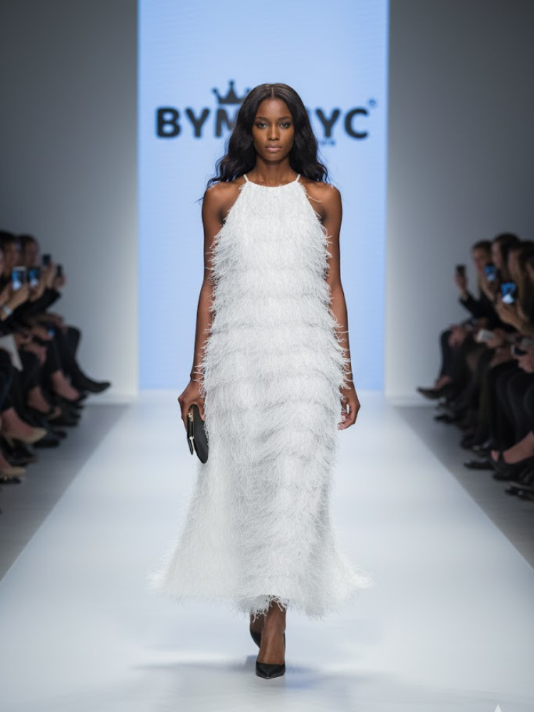 White Fringe Long Dress FIFTH AVENUE: Prรชt-ร -Porter Line BYMANYC ยฎ New York