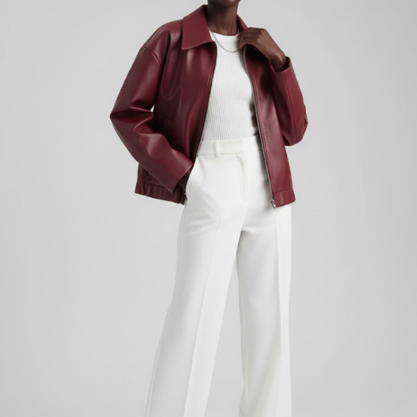 Wine Vegan Leather Blouson Jacket SULLIVAN: New Colección COUTURE in NOLITA - BYMANYC ® New York