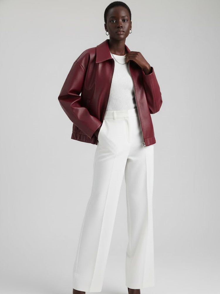 Wine Vegan Leather Blouson Jacket SULLIVAN: New Colecciรณn COUTURE in NOLITA - BYMANYC ยฎ New York