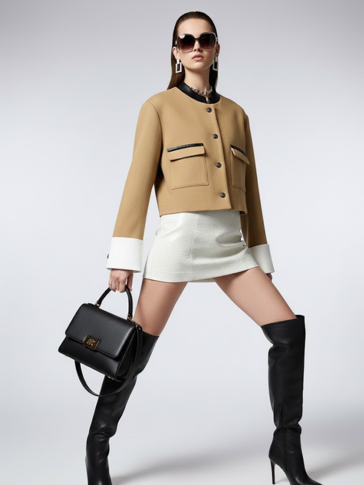 Women's Bicolor Cropped Tailored Jacket LENOX HILL New Collection Couture in Manhattan BYMANYC ยฎ New York