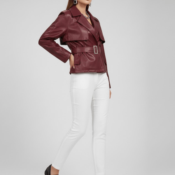 Women's Collared Zip Jacket BURGUNDY - RED HOOK: New Collection COUTURE in BROOKLYN - BYMANYC ® New York