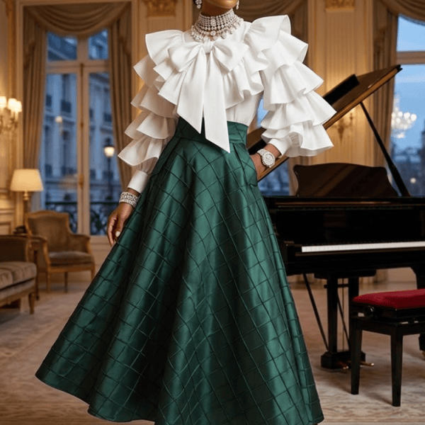 Women's Green Satin Skirt • QUARTIER LATIN • New Collection PARIS LE MARAIS BYMANYC ® New York