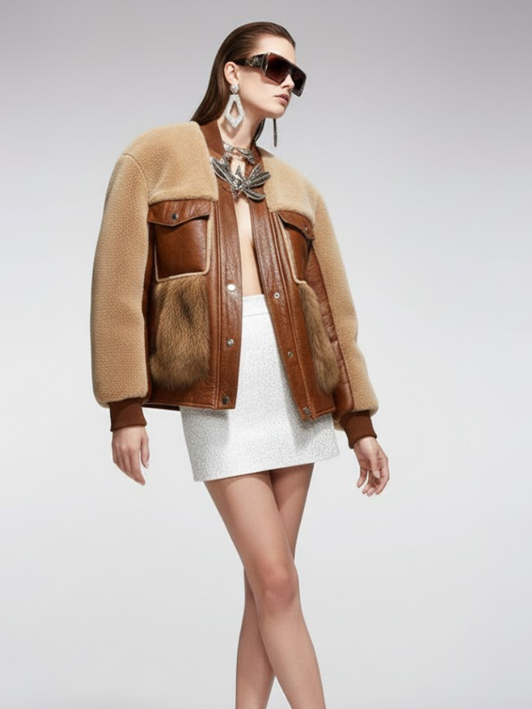 Women's Leather Fur Hybrid Jacket SOHO New Collection Couture in Manhattan BYMANYC ยฎ New York
