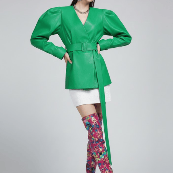 Women's Wrap Jacket EMERALD - DUMBO: New Collection COUTURE in BROOKLYN - BYMANYC ® New York