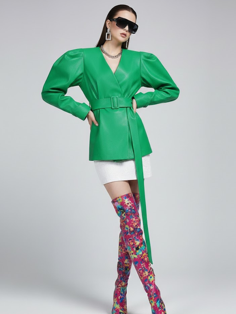 Women's Wrap Jacket EMERALD - DUMBO: New Collection COUTURE in BROOKLYN - BYMANYC ยฎ New York