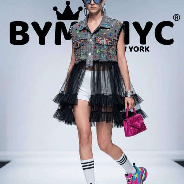 Women's Embellished Denim & Tulle Hybrid Jacket BYMANYC ® New York CONTEMPORARY VIBRANT MODERN OUTERWEAR - New Collection
