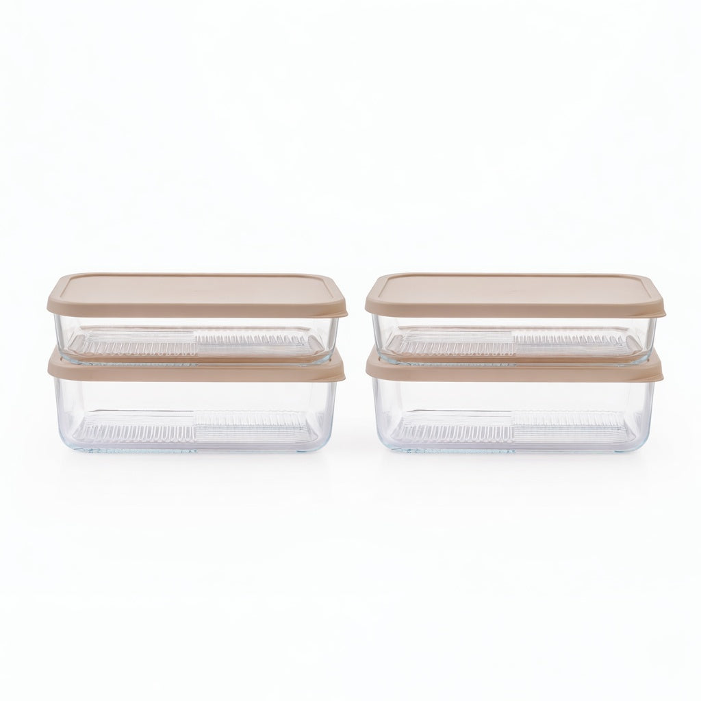 Container Culture 12-Piece Airtight Glass Food Storage Set with Lids, 25.35oz & 40.57oz Mixed Sizes - Cashew Cream