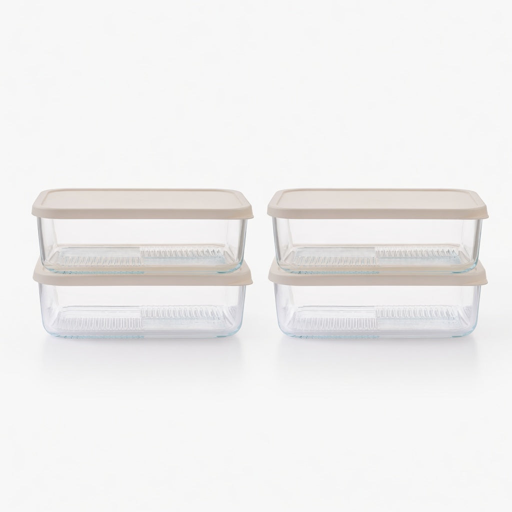 Container Culture 8-Piece Airtight Glass Food Storage Containers with Lids, 4 x 57.5oz - Vanilla Mist