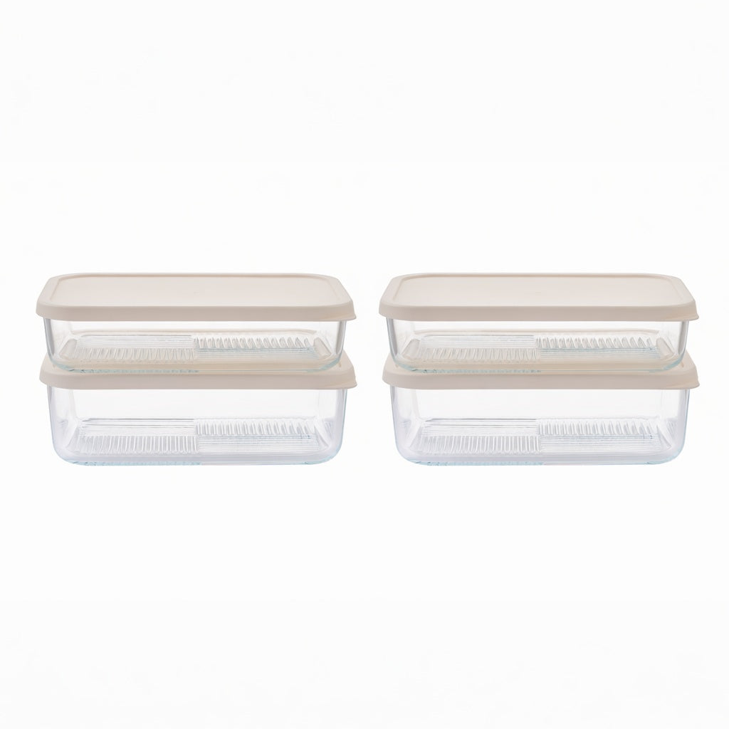 Container Culture 8-Piece Airtight Glass Food Storage Set with Lids, 40.57oz & 57.5oz Mixed Sizes - Vanilla Mist