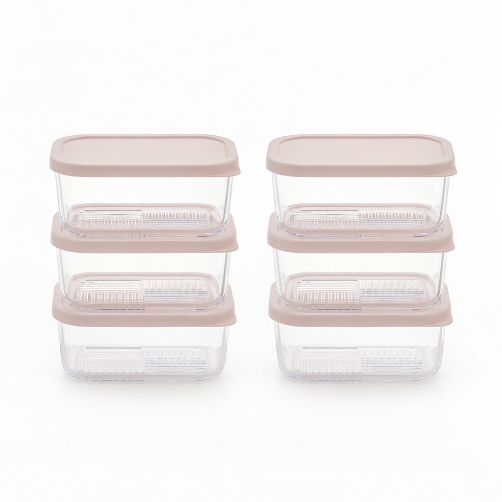 Container Culture 12-Piece Airtight Glass Food Storage Containers with Lids, 6 x 25.4oz - Berry Blush