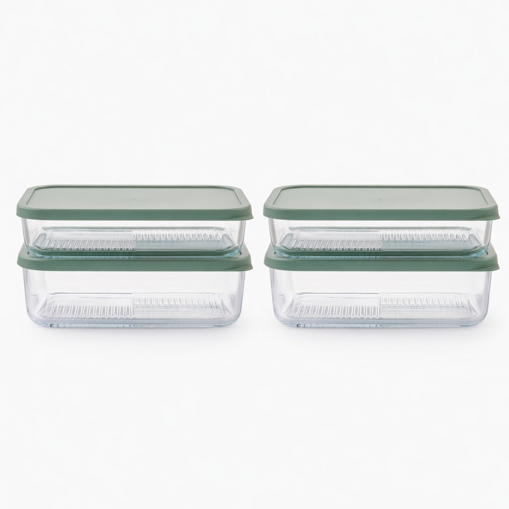 Container Culture 8-Piece Airtight Glass Food Storage Set with Lids, 40.57oz & 57.5oz Mixed Sizes - Soft Sage