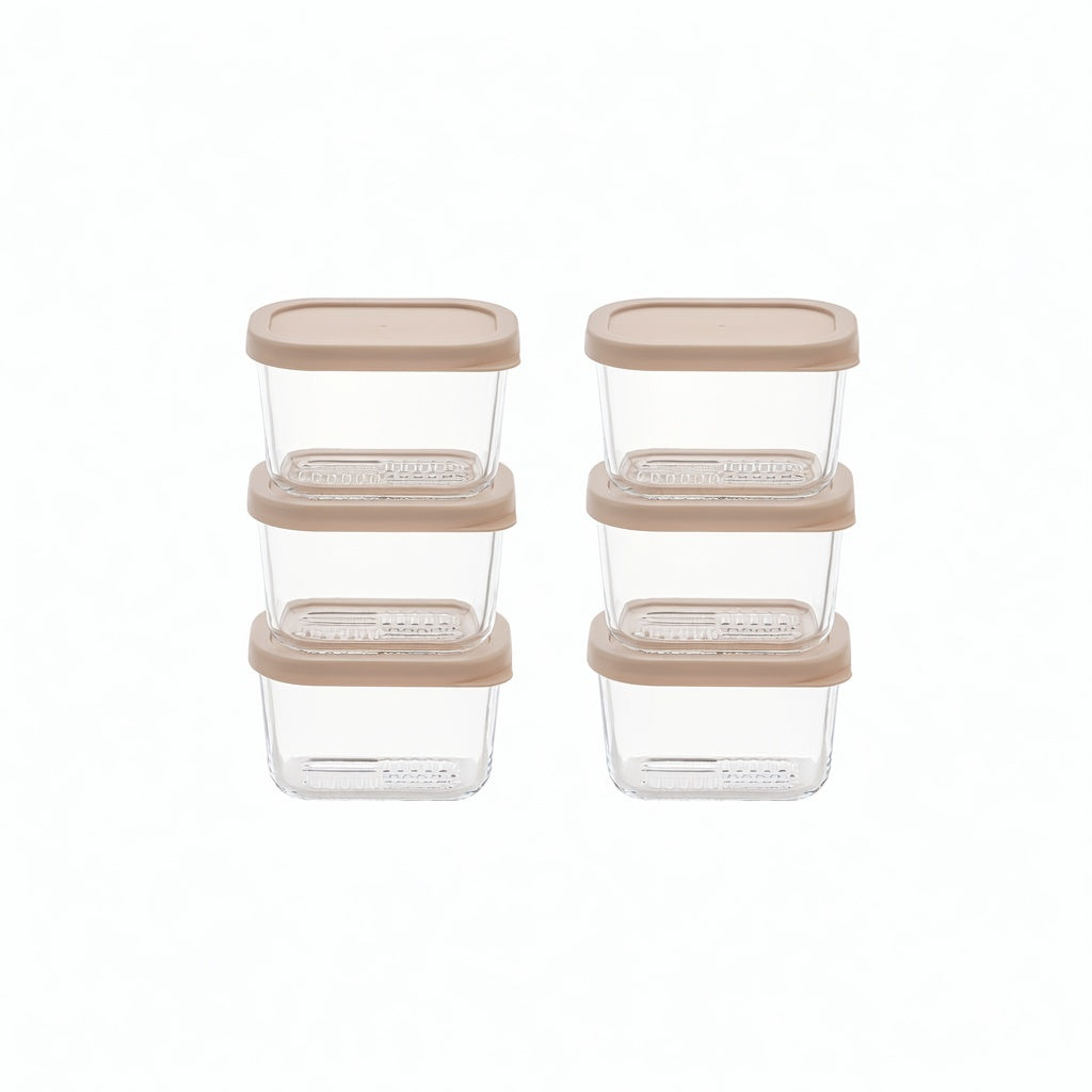 Container Culture 12-Piece Airtight Glass Food Storage Containers with Lids, 6 x 10.5oz - Cashew Cream