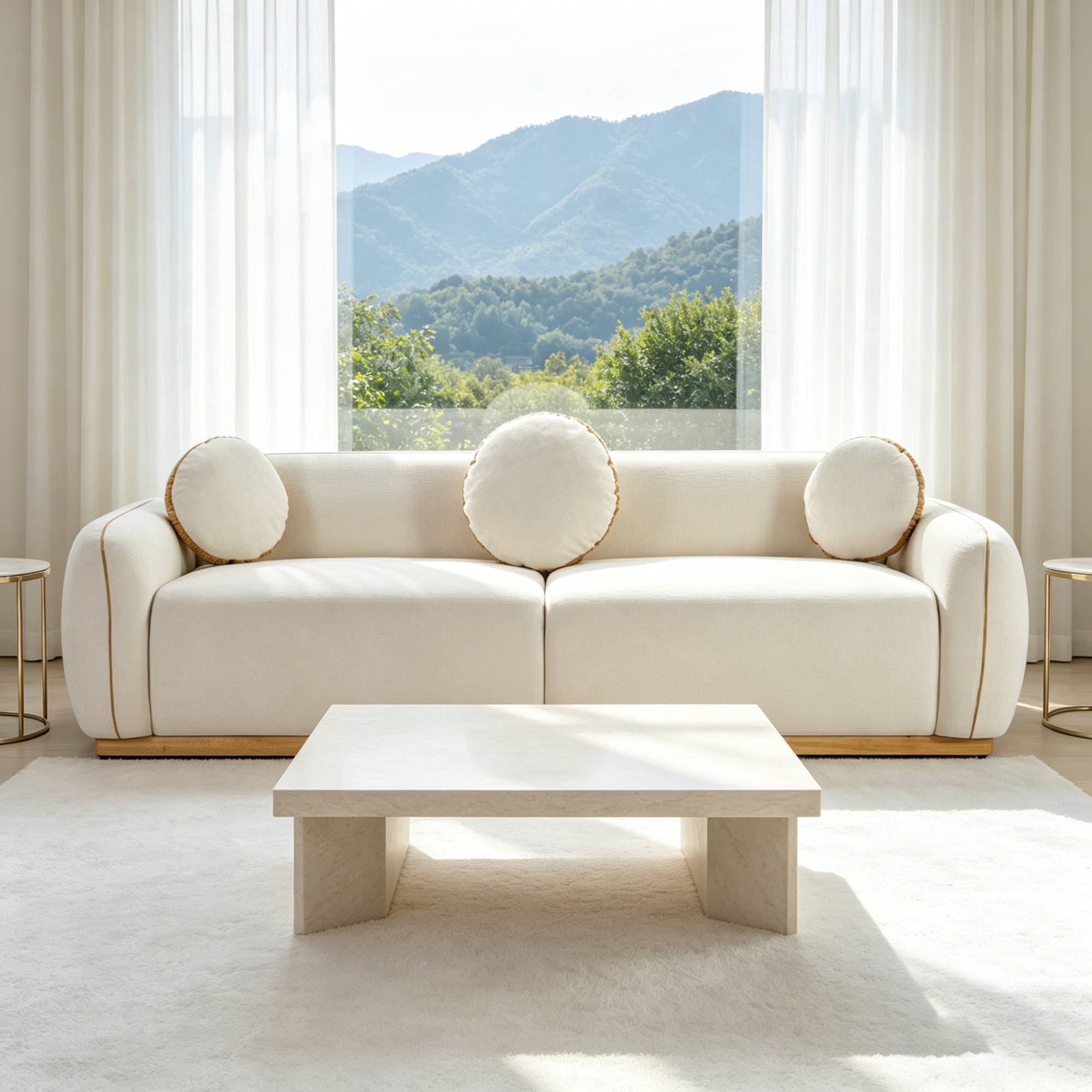 90.94 Modern Sofa Set, 3 Round Accent Pillows For Home Theater Lounge Den Guest Room 90.94 Modern Sofa Set, 3 Round Accent Pillows For Home Theater Lounge Den Guest Room