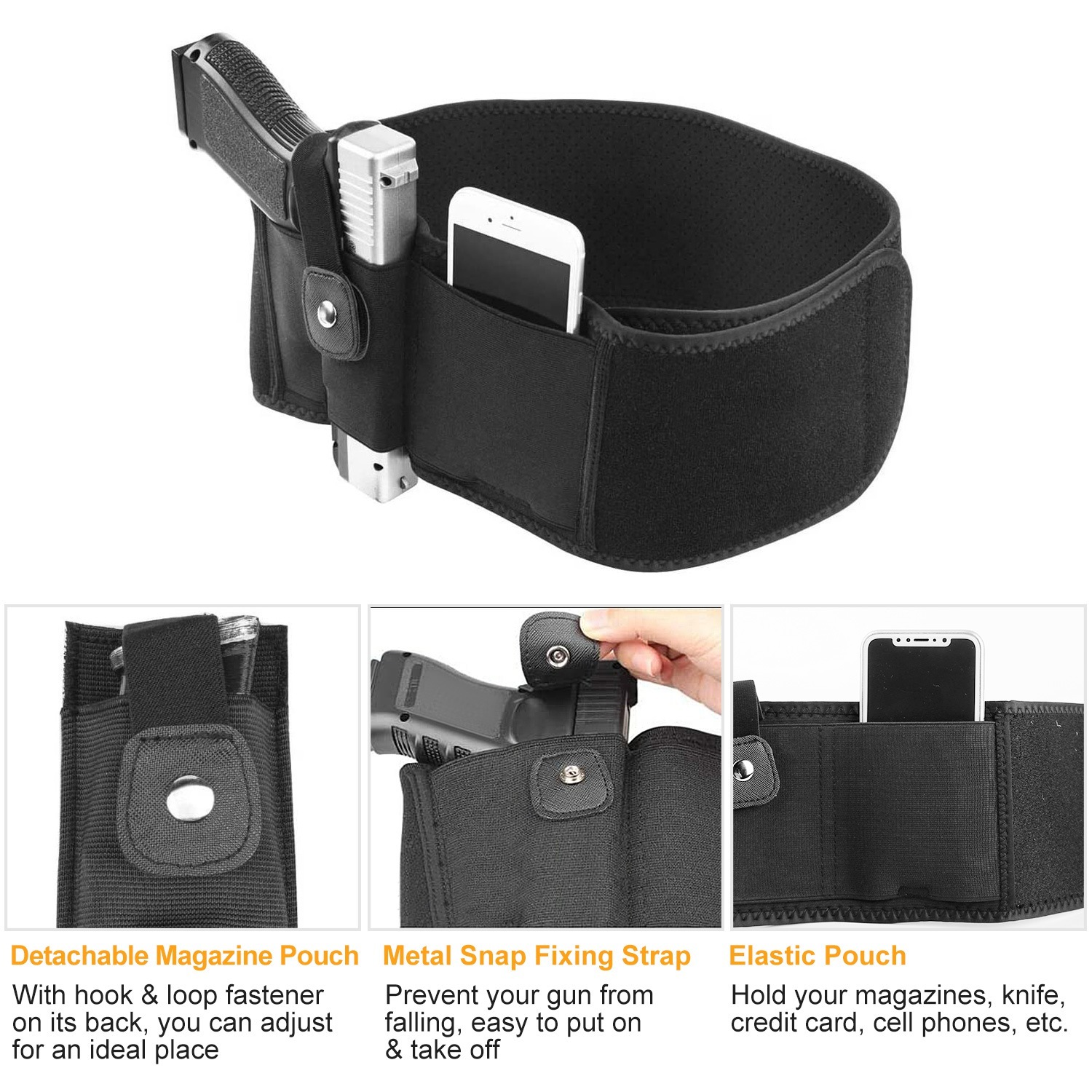 189b25fe-3d5a-4fa1-bfaa-dd83156c1a5a.jpg 1Pc Belly Band Gun Holster Adjustable Waist Carry Tactical Pistol Pouch Breathable Neoprene Gun Belt Bag - Image 3