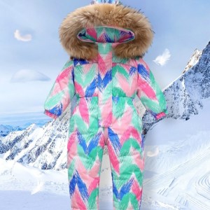 New-style Winter Down Jacket Thickened Children's One-piece Ski Suit - Image 1