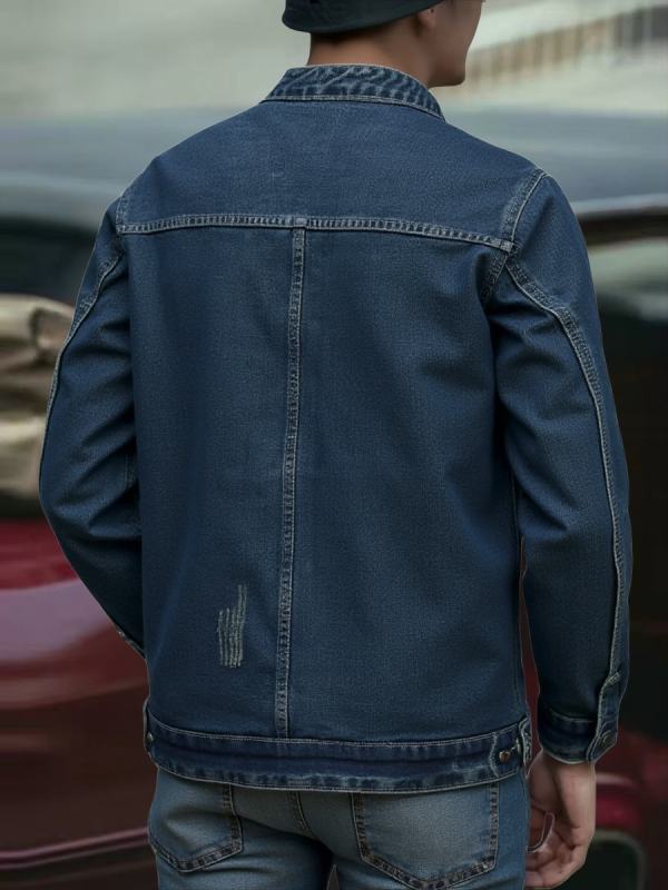 2656aaf8-01f7-46b1-baaa-d895bdb773a4.jpg Big And Tall Denim Jacket Men Vintage Washed Full Zip Plus Size Jean Jacket US Warehouse Stock - Image 2