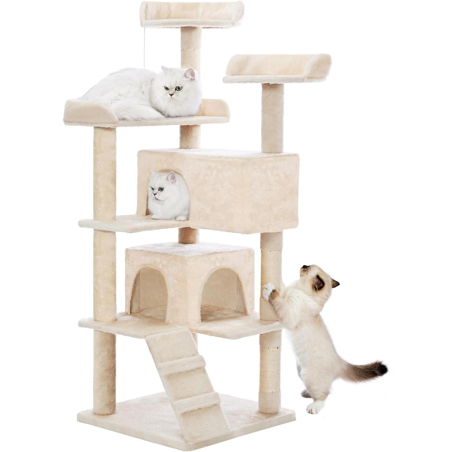 Made4Pets 56-inch Multi-Tier Cat Tree, Indoor Cat Cat Bed, Scratching Post, Toy, Activity Center, Playhouse, Kitten Made4Pets 56-inch Multi-Tier Cat Tree, Indoor Cat Cat Bed, Scratching Post, Toy, Activity Center, Playhouse, Kitten