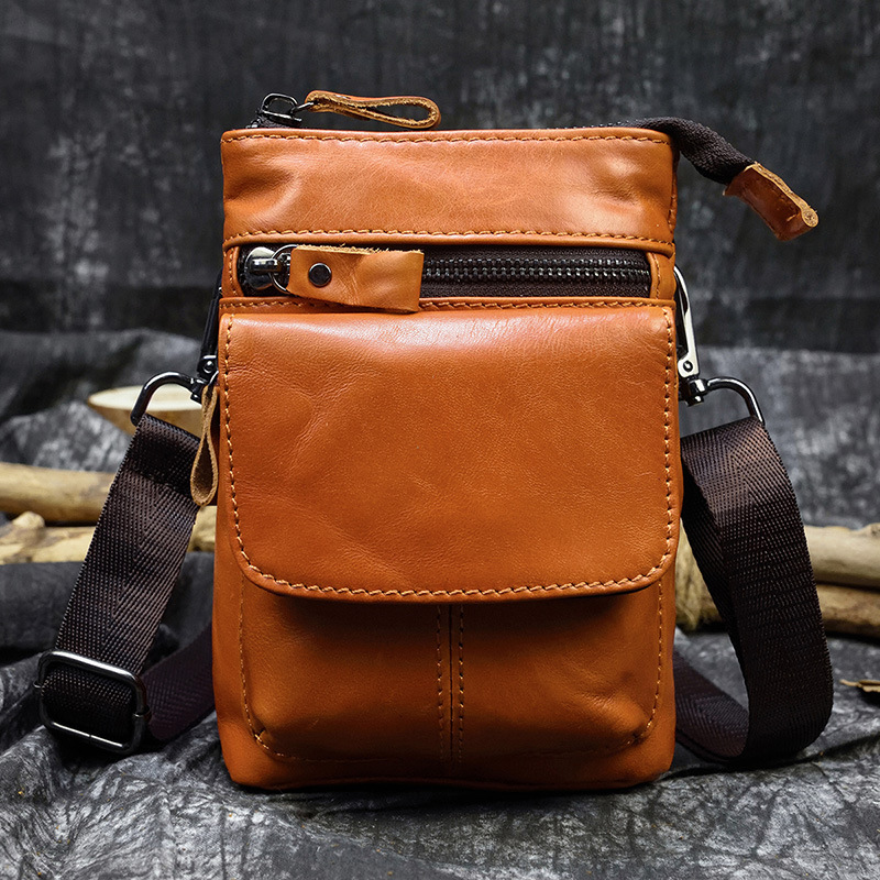 Men's Leather Belt Bag Crazy Horse Leather Crossbody Bag Men's Leather Belt Bag Crazy Horse Leather Crossbody Bag