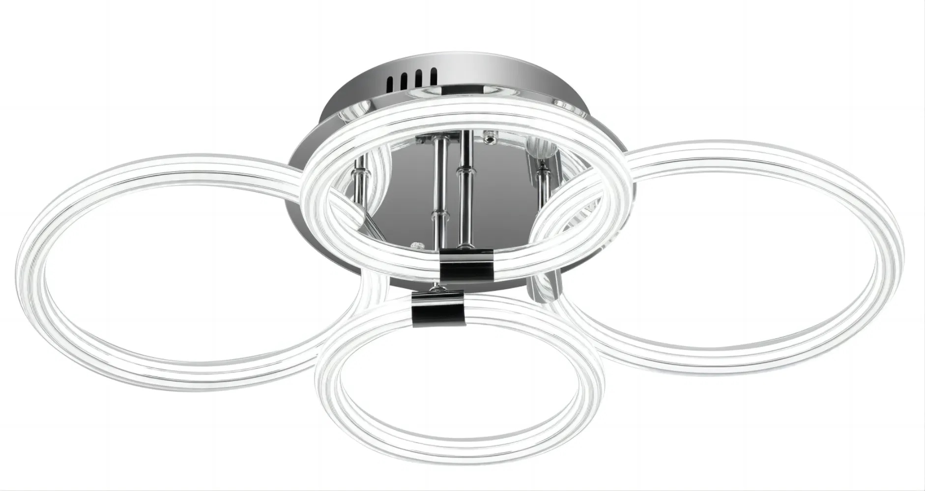 Modern LED Flush Mount Ceiling Light with Dimmable Remote Control, 6Rings Acrylic for Bedroom, Living Room, Kitchen, Office Lamps (4 heads)[Unable ship weekends, TK/TEMU only for pickup]
