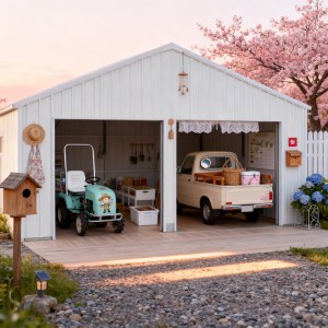 22FT x 23 FT Double Garage Steel Barn Shed – Cream Heavy Duty Metal Garage Storage Shed - The customer must have unloading ca