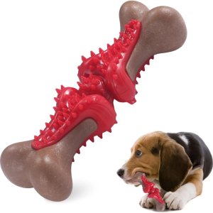 Star&Mi Durable Dog Chew Bone - TPR Rubber and Wood Fiber, Teeth-Cleaning Texture - Aggressive Chewers - Image 1