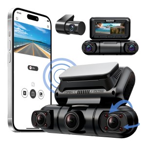 Hainatech 360 Degree View 4 Channel Dash Cam Front And Rear Inside Left Right, Dash Camera For Cars, Built-in GPS WiFi Night