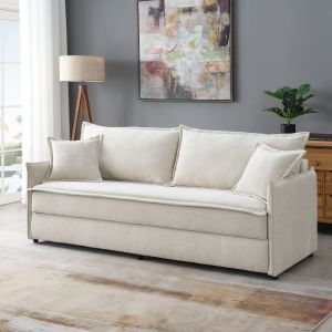Elisea Beige Fabric Sleeper Sectional Sofa W 2 Toss Pillows - Image 1