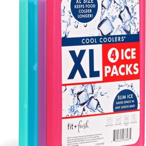 Fit & Fresh XL Slim Ice Packs - 4 Pack Reusable, Quick Freeze - Lunch Boxes and Coolers - Image 1