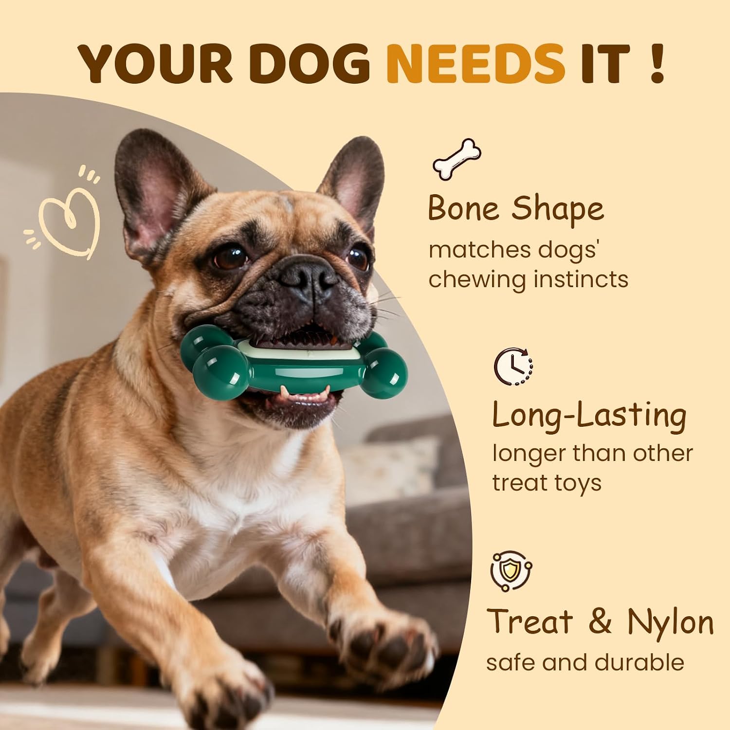 71bjrP8KUlL._AC_SL1500_.jpg ChienPlay Interactive Dog Chew Bone - Nylon Shell with Built-In Beef Treat, Dental Texture - Medium and Large Dogs - Image 3