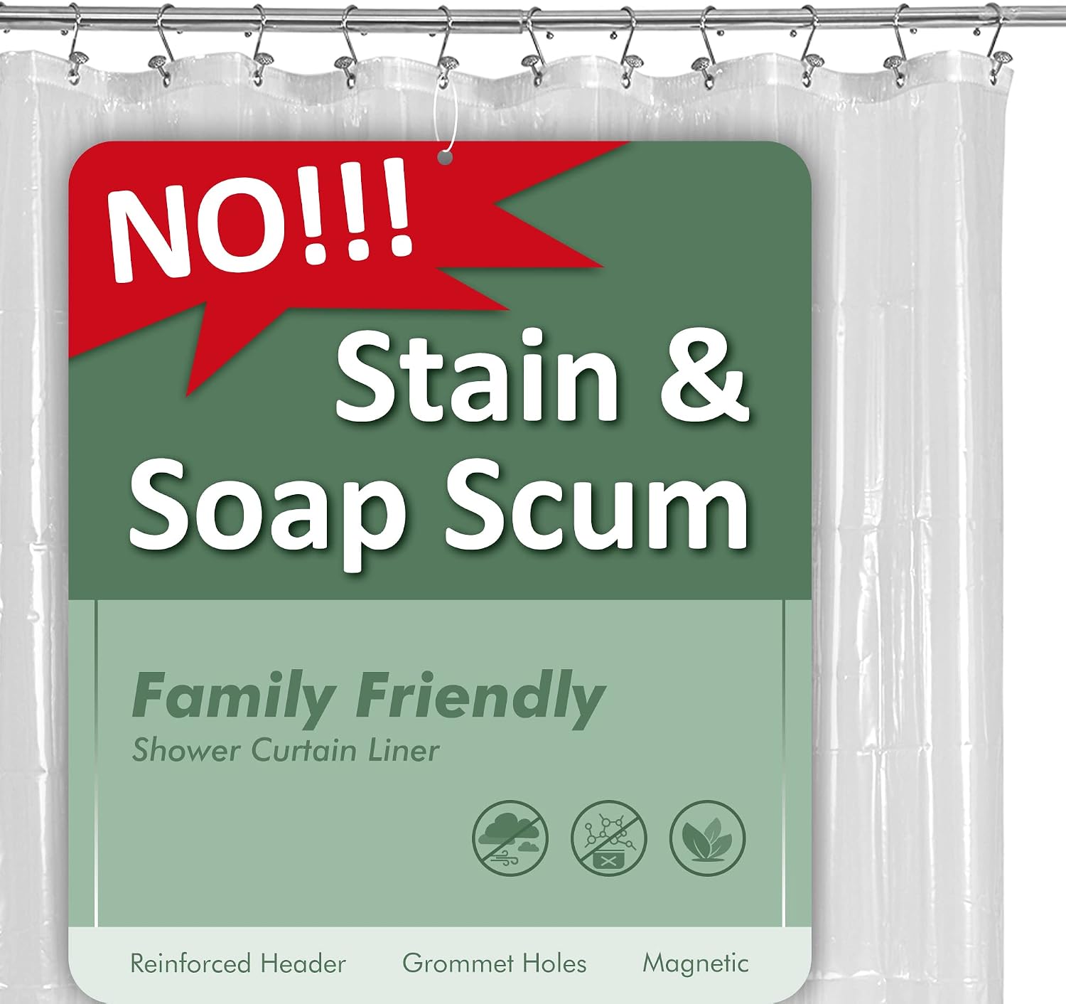 71f4dwysO5L._AC_SL1500_.jpg Barossa Design Shower Curtain Liner - PEVA Waterproof, 72 Inch - Clear - Image 2