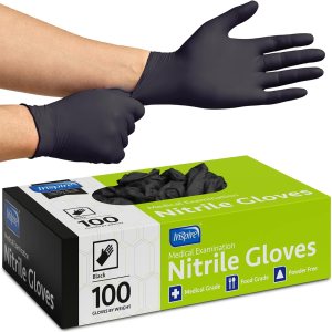 Inspire Black Nitrile Disposable Gloves - Powder-Free, Latex-Free - Food Safe - Image 1