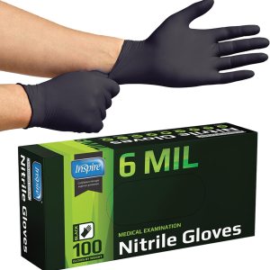 Inspire Heavy Duty Nitrile Gloves - 6 Mil, Black Disposable - 100 Count Box - Image 1