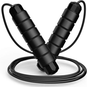 Loocio Speed Jump Rope - Adjustable Steel Cable, Ball Bearing, Foam Handles - Home Gym Cardio & Fitness Workout - Image 1