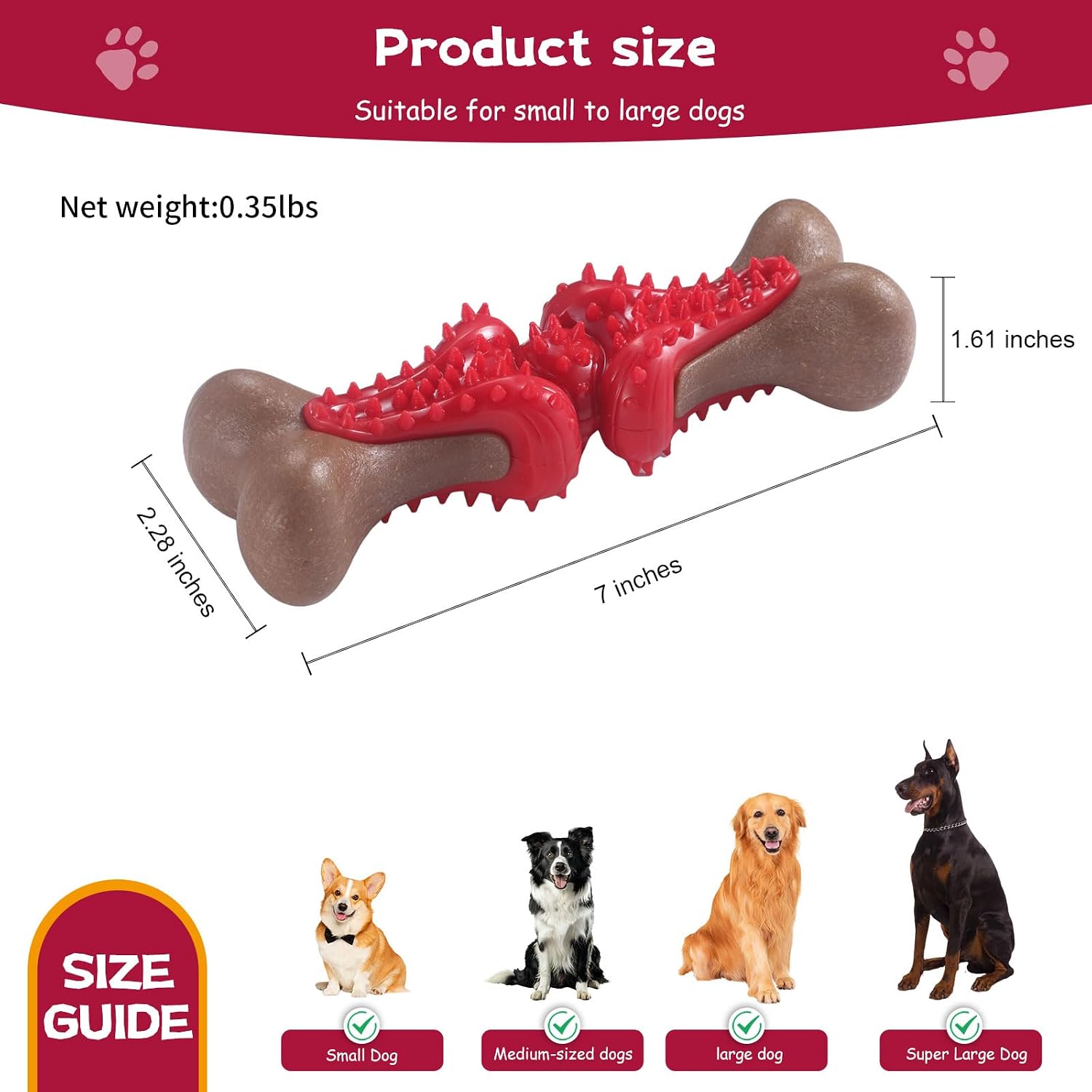71xjXROCGkL._AC_SL1500_.jpg Star&Mi Durable Dog Chew Bone - TPR Rubber and Wood Fiber, Teeth-Cleaning Texture - Aggressive Chewers - Image 3