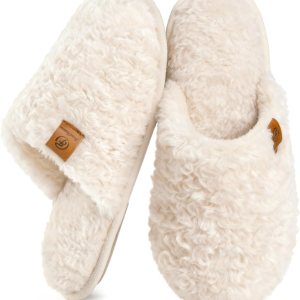 EverFoams Women's Fuzzy Memory Foam Slippers - Warm Cozy Indoor House Shoes with Non-Slip Sole - Image 1