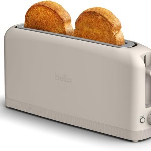 BELLA 2-Slice Slim Toaster - 10 Inch Long Slot, 6 Shade Settings - Oatmilk - Image 1