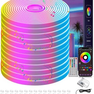 Ledagic 49.5FT RGB Neon Rope Light - Outdoor Waterproof IP67, App and Remote, Music Sync - Bedroom and Garden - Image 1